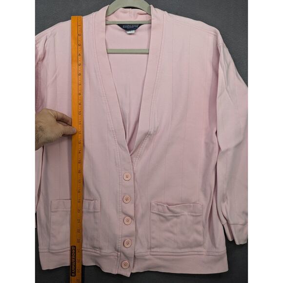 Lands End Cardigan Womens Large Pink Button Front USA Vintage - Picture 6 of 8